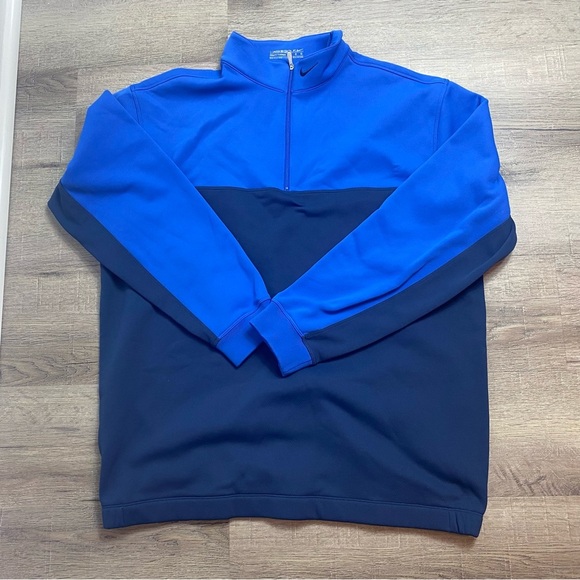 Nike Golf 1/4 Zip Pullover fleece Sweatshirt Blue Therma Fit Large - Picture 1 of 7